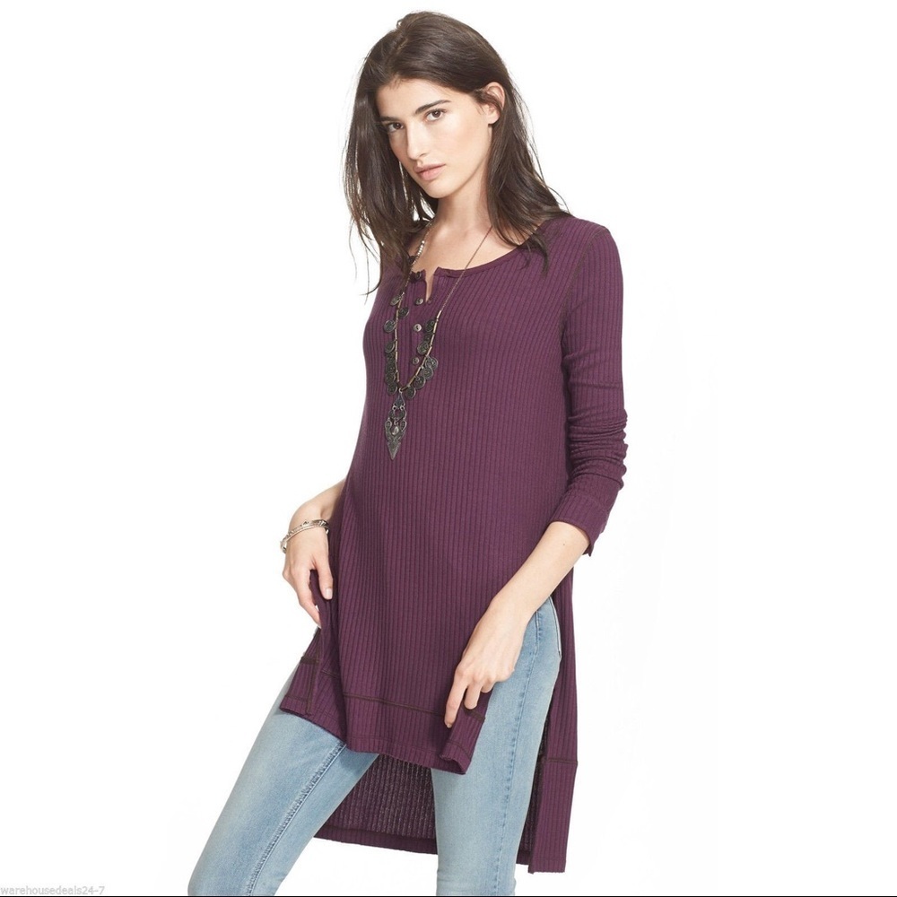 We the Free Women’s People Split Side Tunic Top! Medium Gwen LS Henley Tunic